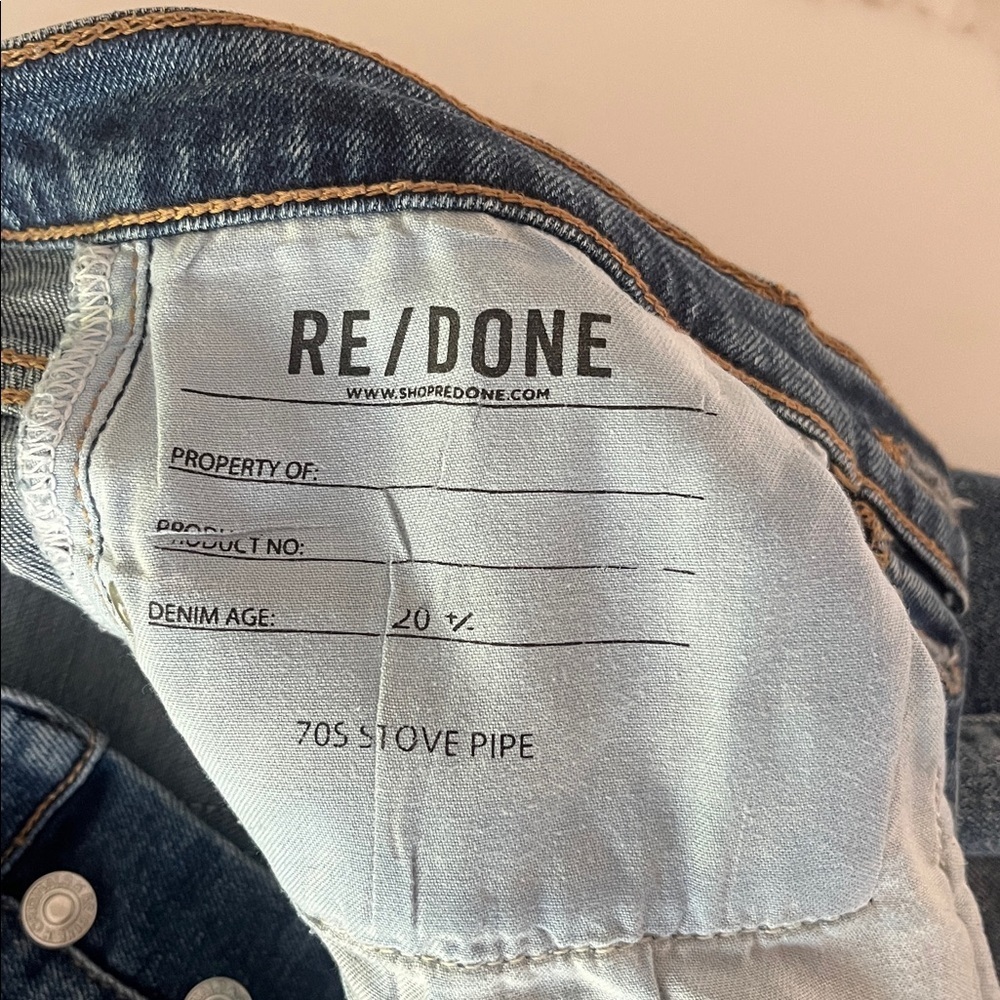 Re/Done 70s Stove Pipe High-Rise Straight Leg‎ Jeans in Western Blue Size 28 - Picture 4 of 11